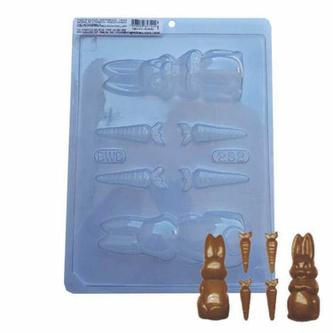 Forma De Chocolate - Forma Acetato Simples - Coelho Com Cenoura - BWB232
